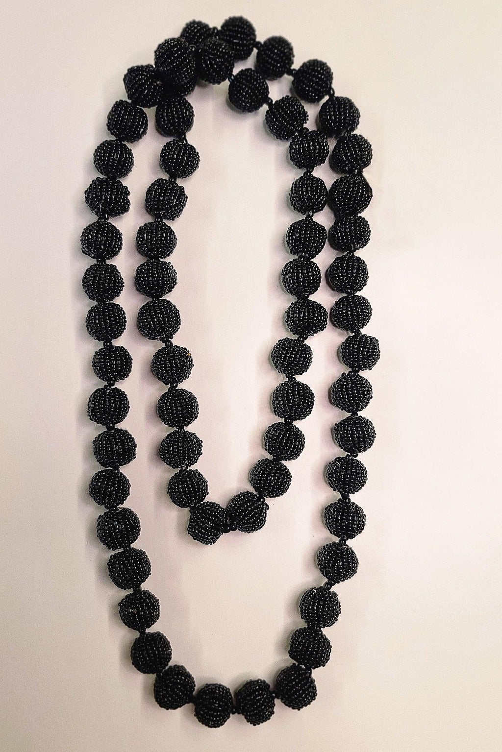 Black Seed Bead Ball Necklace - Revir