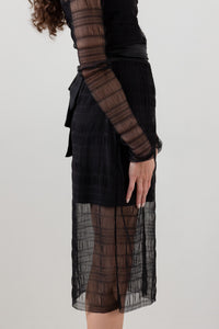 Black mesh knee length skirt