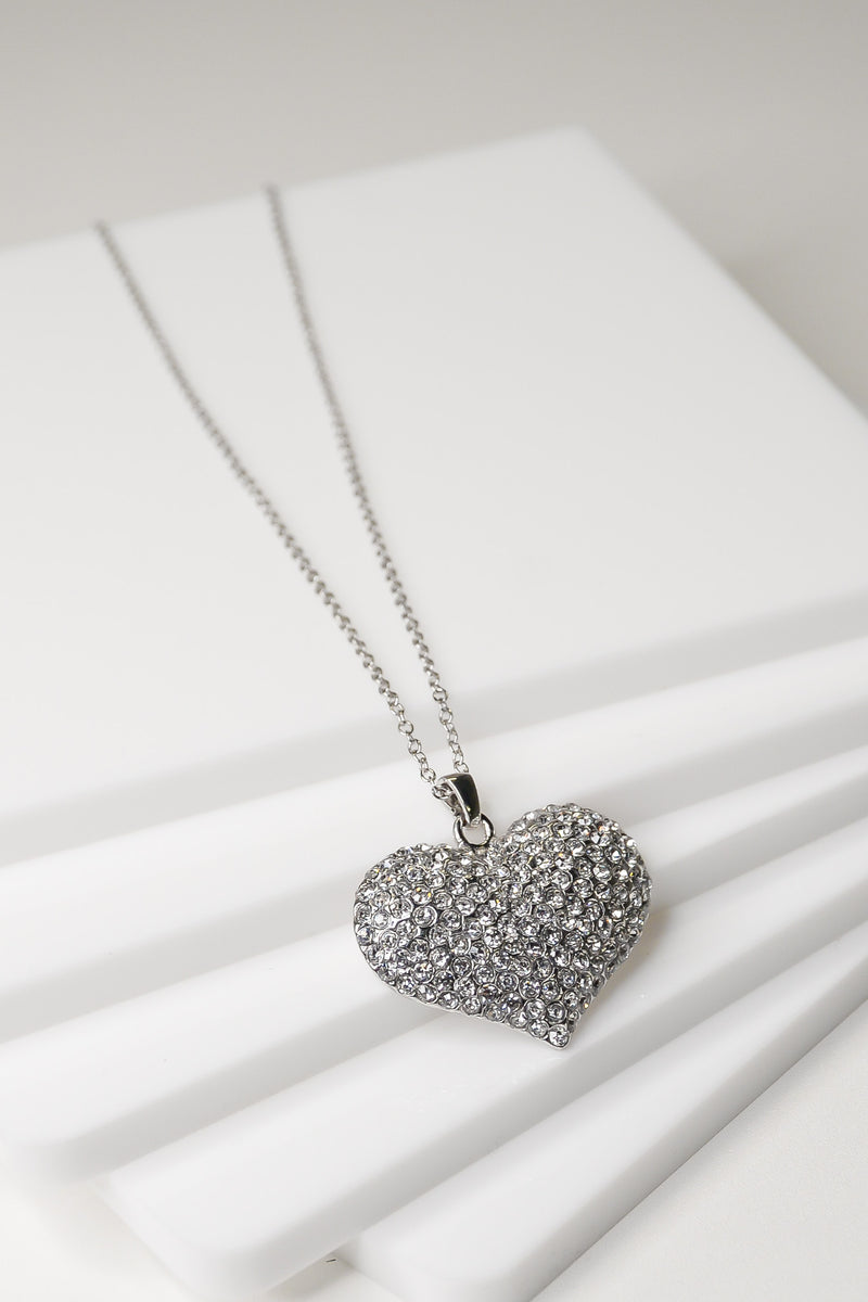 Rhinestone Studded Heart Necklace