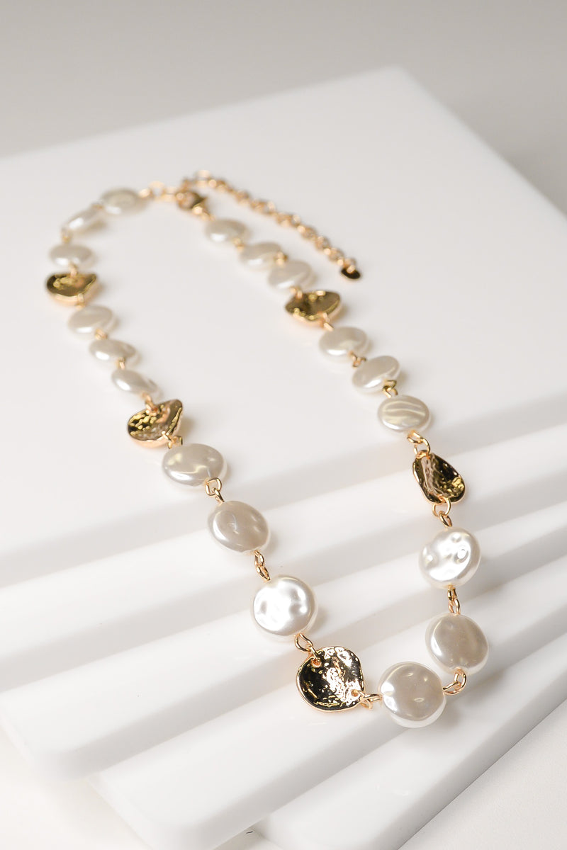 Gold Coin Pearl Necklace