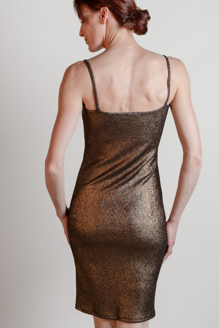 Holiday copper cami style dress back