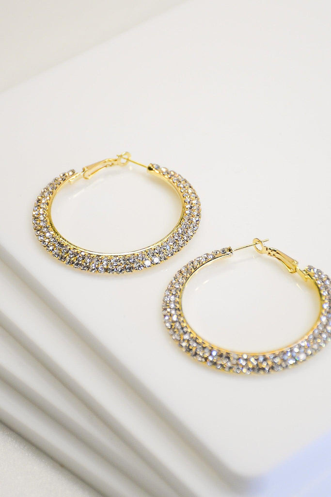 Flared Rhinestone Hoops