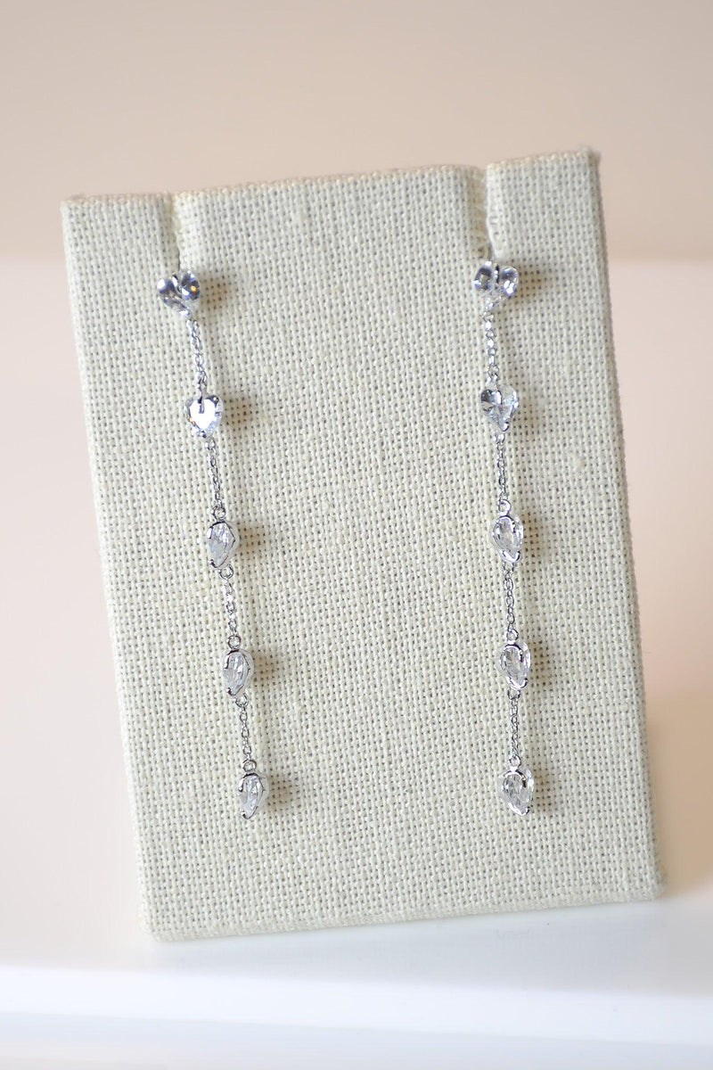 Crystal Heart Chain Earrings - Revir