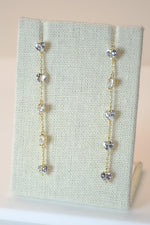 Crystal Heart Chain Earrings - Revir