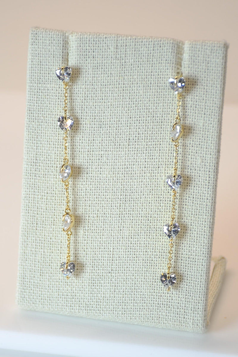 Crystal Heart Chain Earrings - Revir