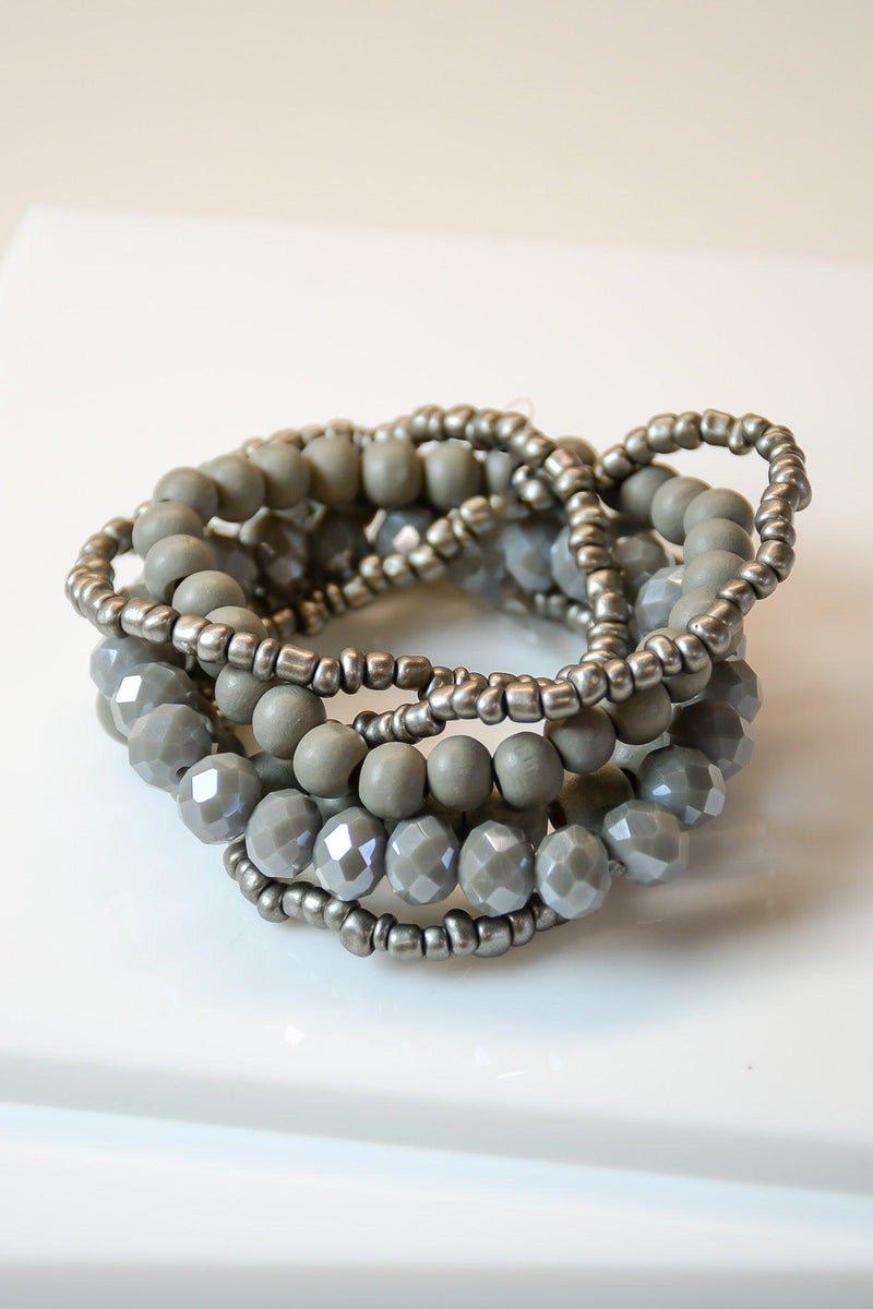 Gray Combo Bead Bracelet Set - Revir