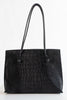 Slim Shoulder Bag in Embossed Gator with Calf Hair