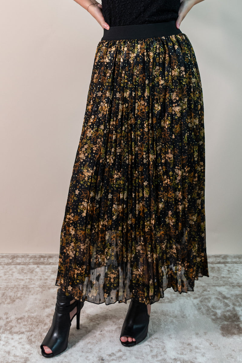 Floral Pleated Skirt