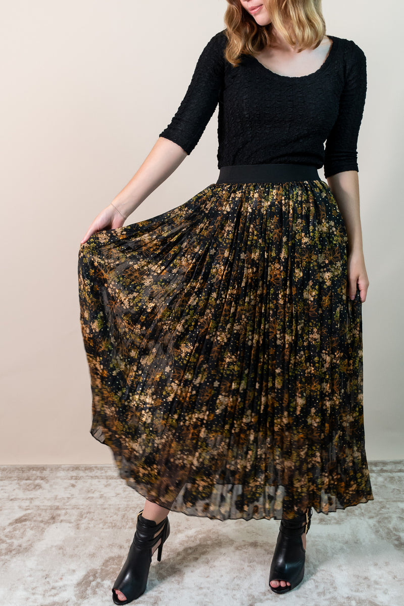 Floral Pleated Skirt