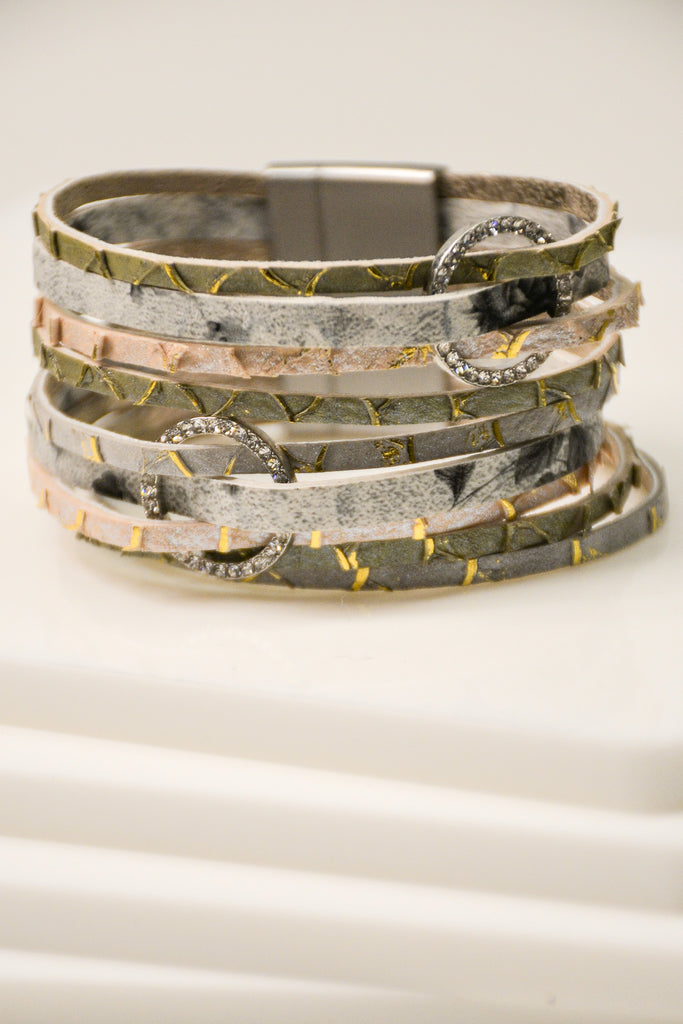 Gray Multi Strap Bracelet