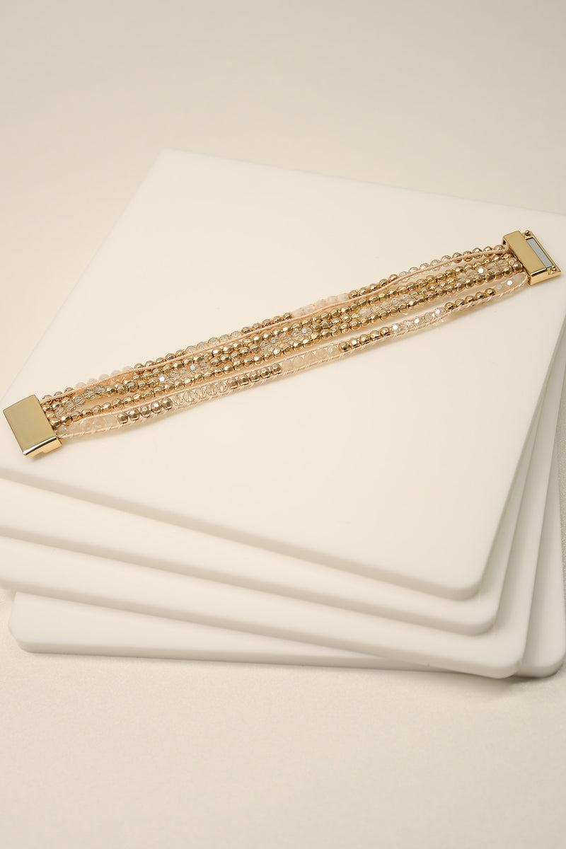 Gold Beaded Multi Strand Bracelet