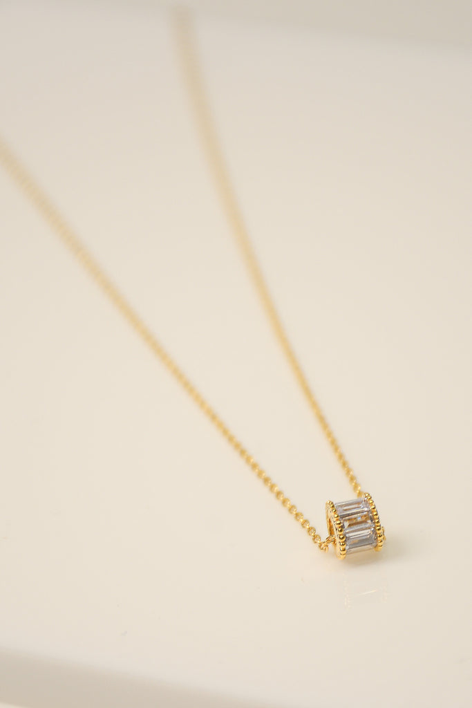 Gold Chain Necklace with Spool Pendant
