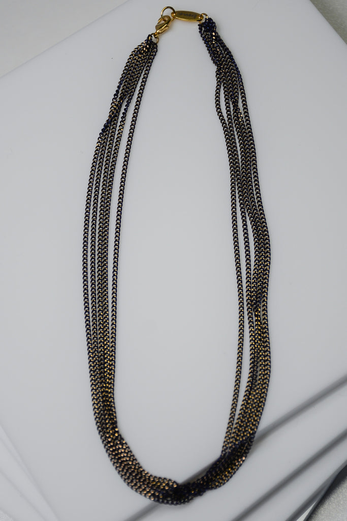 Dark Blue Multi-Chain Necklace