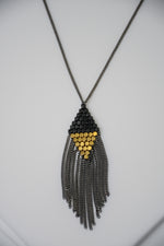 Tassel Black and Gold Accents Chain Necklace