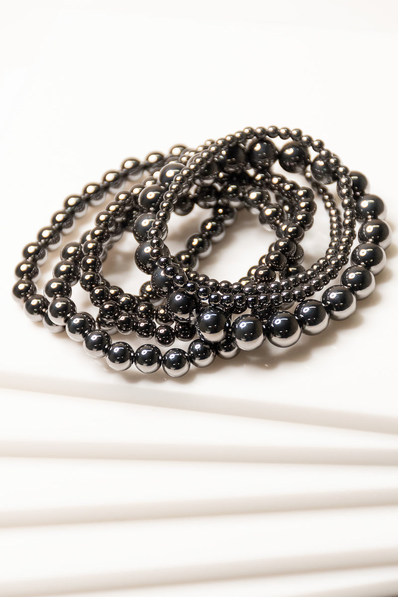 Gunmetal Beads Bracelet Set