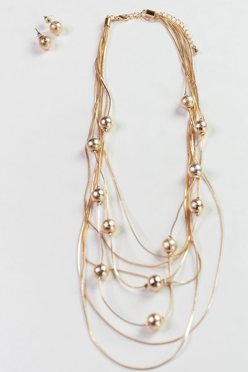 Layered Gold Ball Necklace