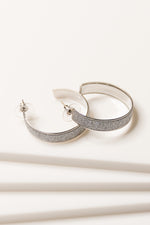 Large Thick Hoops with Silver Sparkle