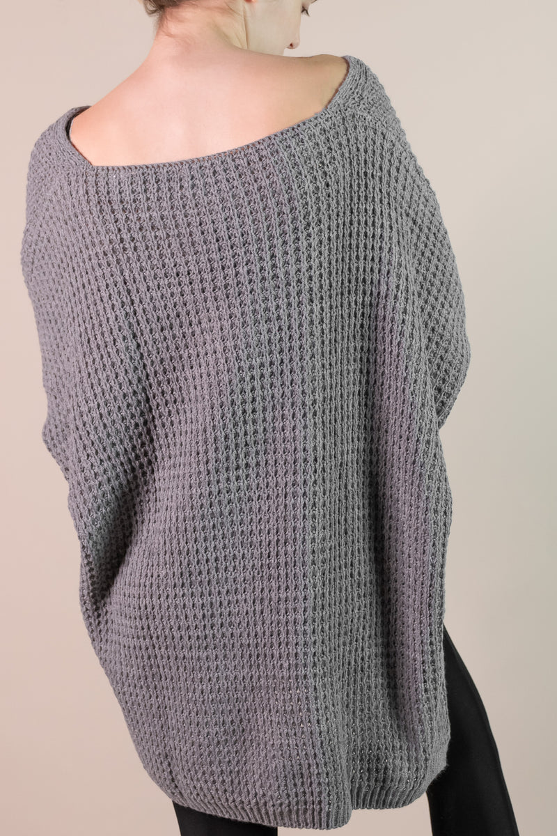 Scoop Neck Shine Sweater