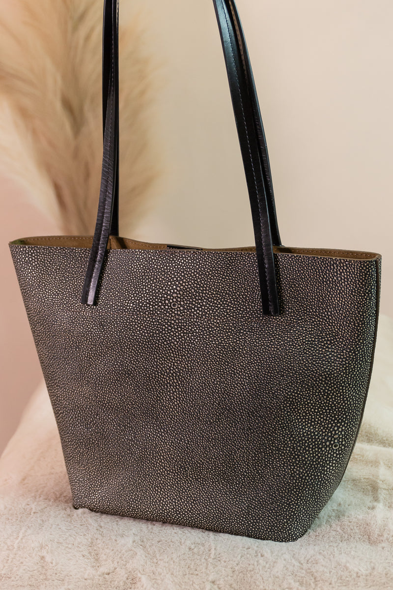 Shimmery Shagreen Mini Essential Tote