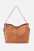 Brown leather handbag on a white background