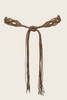 Brown braided belt on a mannequin with 'Molly Bracken' branding.