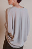 Back view of Revir Cocoon Sweater in taupe showing relaxed cocoon silhouette