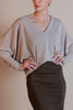 Revir Cocoon Sweater in taupe cocoon-shaped dolman top with relaxed drape