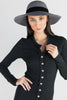 Domed Felt Hat with Velvet Ribbon Accent - Revir