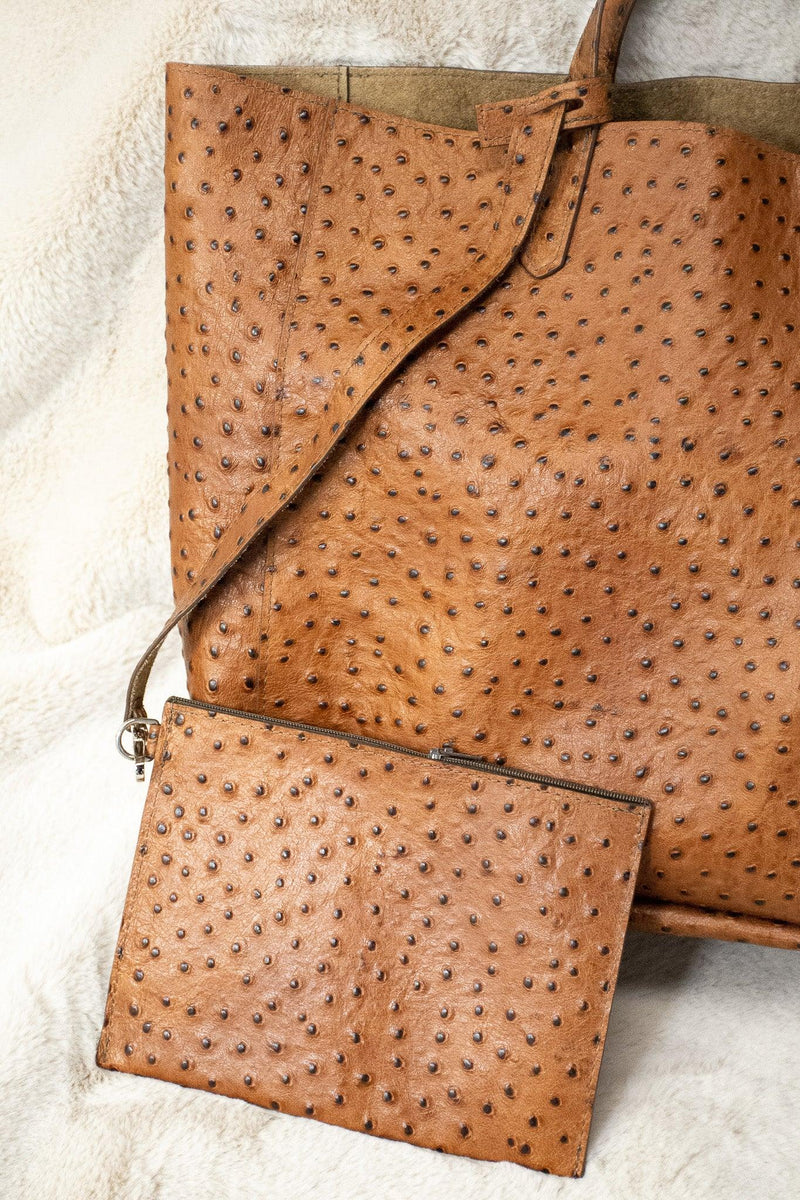 Ostrich-Embossed Slouchy Tote - Revir