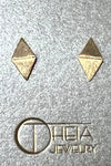 Gold Diamond Shaped Stud Earrings - Revir